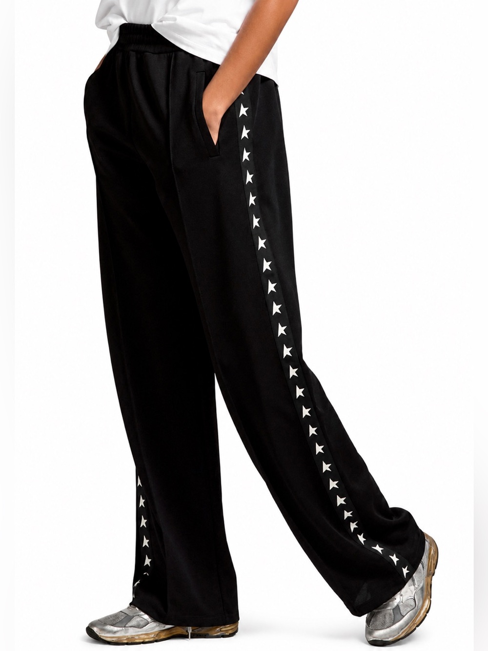 Golden Goose Dorotea Wide Leg Star Stripe Track Pants Joggers NWT Size S